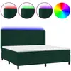 Image de vidaXL Lit boxspring avec matelas & LED vert foncé 200x200 cm velours