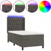 Image de vidaXL Lit boxspring avec matelas & LED gris foncé 80x200 cm velours
