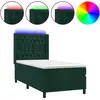 Image de vidaXL Lit boxspring avec matelas & LED vert foncé 90x190 cm velours