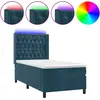 Image de vidaXL Lit boxspring avec matelas & LED bleu foncé 90x190 cm velours