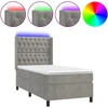 Image de vidaXL Lit boxspring avec matelas & LED gris clair 90x200 cm velours