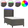 Image de vidaXL Lit boxspring avec matelas & LED gris foncé 90x200 cm velours