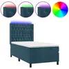 Image de vidaXL Lit boxspring avec matelas & LED bleu foncé 100x200 cm velours