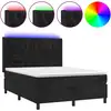 Image de vidaXL Lit boxspring avec matelas & LED noir 140x190 cm velours