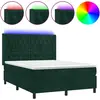 Image de vidaXL Lit boxspring avec matelas & LED vert foncé 140x190 cm velours