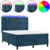 Image de vidaXL Lit boxspring avec matelas & LED bleu foncé 140x190 cm velours