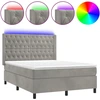 Image de vidaXL Lit boxspring avec matelas & LED gris clair 140x200 cm velours