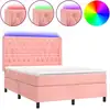 Image de vidaXL Sommier tapissier avec matelas et LED Rose 140x200 cm Velours