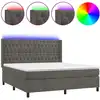Image de vidaXL Lit boxspring avec matelas & LED gris foncé 160x200 cm velours