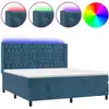 Image de vidaXL Lit boxspring avec matelas & LED bleu foncé 160x200 cm velours