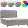 Image de vidaXL Lit boxspring avec matelas & LED gris clair 180x200 cm velours