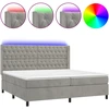 Image de vidaXL Lit boxspring avec matelas & LED gris clair 200x200 cm velours