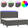 Image de vidaXL Lit boxspring avec matelas & LED gris foncé 200x200 cm velours