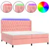 Image de vidaXL Lit boxspring avec matelas & LED rose 200x200 cm velours
