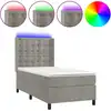 Image de vidaXL Lit boxspring avec matelas & LED gris clair 80x200 cm velours