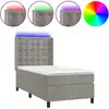 Image de vidaXL Lit boxspring avec matelas & LED gris clair 90x190 cm velours