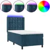 Image de vidaXL Lit boxspring avec matelas & LED bleu foncé 90x190 cm velours