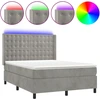 Image de vidaXL Lit boxspring avec matelas & LED gris clair 140x190 cm velours