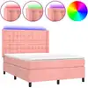 Image de vidaXL Sommier tapissier avec matelas et LED Rose 140x190 cm Velours