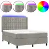 Image de vidaXL Lit boxspring avec matelas & LED gris clair 140x200 cm velours