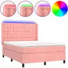 Image de vidaXL Sommier tapissier avec matelas et LED Rose 140x200 cm Velours