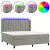 Image de vidaXL Lit boxspring avec matelas & LED gris clair 160x200 cm velours