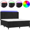 Image de vidaXL Lit boxspring avec matelas & LED noir 160x200 cm velours