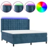 Image de vidaXL Lit boxspring avec matelas & LED bleu foncé 160x200 cm velours