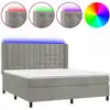 Image de vidaXL Lit boxspring avec matelas & LED gris clair 180x200 cm velours