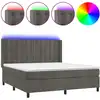 Image de vidaXL Lit boxspring avec matelas & LED gris foncé 180x200 cm velours