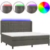 Image de vidaXL Lit boxspring avec matelas & LED gris foncé 200x200 cm velours