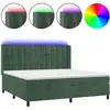 Image de vidaXL Lit boxspring avec matelas & LED vert foncé 200x200 cm velours