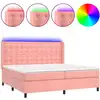 Image de vidaXL Lit boxspring avec matelas & LED rose 200x200 cm velours