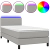 Image de vidaXL Lit boxspring avec matelas & LED gris clair 80x200 cm Tissu