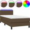 Image de vidaXL Lit Boxspring avec matelas & LED Marron foncé 80x200 cm Tissu