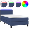 Image de vidaXL Lit Boxspring avec matelas & LED Bleu 80x200 cm Tissu