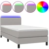 Image de vidaXL Lit boxspring avec matelas & LED gris clair 90x190 cm Tissu
