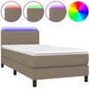 Image de vidaXL Lit Boxspring avec matelas & LED Taupe 90x190 cm Tissu