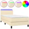 Image de vidaXL Lit Boxspring avec matelas & LED Crème 90x190 cm Tissu