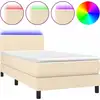 Image de vidaXL Lit Boxspring avec matelas & LED Crème 90x200 cm Tissu
