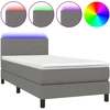 Image de vidaXL Lit boxspring avec matelas & LED gris foncé 100x200 cm Tissu
