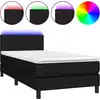 Image de vidaXL Lit Boxspring avec matelas & LED Noir 100x200 cm Tissu