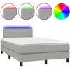Image de vidaXL Lit boxspring avec matelas & LED gris clair 120x200 cm Tissu