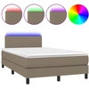 Image de vidaXL Lit Boxspring avec matelas & LED Taupe 120x200 cm Tissu