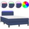 Image de vidaXL Lit Boxspring avec matelas & LED Bleu 120x200 cm Tissu