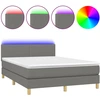Image de vidaXL Lit boxspring avec matelas & LED gris foncé 140x190 cm Tissu