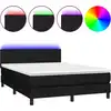 Image de vidaXL Lit Boxspring avec matelas & LED Noir 140x190 cm Tissu