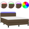 Image de vidaXL Lit Boxspring avec matelas & LED Marron foncé 140x190 cm Tissu