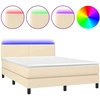 Image de vidaXL Lit Boxspring avec matelas & LED Crème 140x190 cm Tissu