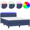 Image de vidaXL Lit Boxspring avec matelas & LED Bleu 140x190 cm Tissu